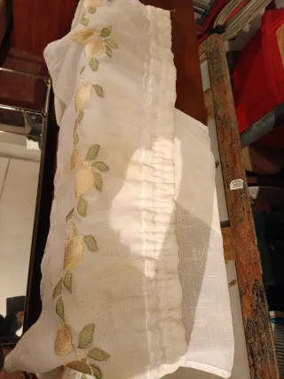 Visillos Cocina Bordado Limones Blanco/Amarillo