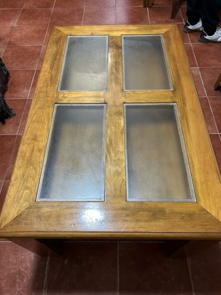 Mesa centro madera y cristal abatible