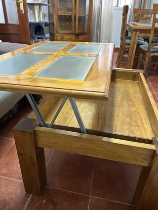 Mesa centro madera y cristal abatible