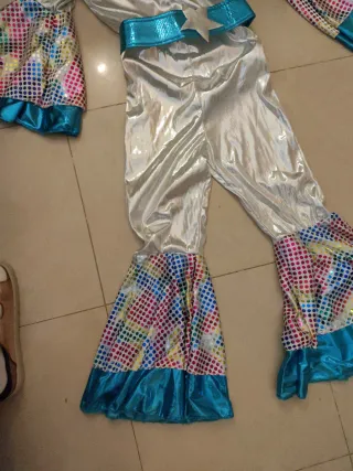 Disfraz plateado disco años 70 talla 9-10 años