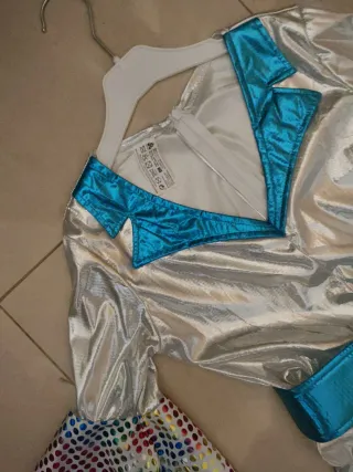 Disfraz plateado disco años 70 talla 9-10 años