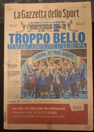 Gazzetta Campioni d'Europa 2021
