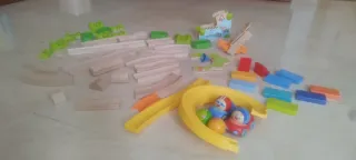 Lote HABA Madera Pista Bolas Coches