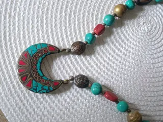 Collar antiguo ètnico tibetano Media Luna Turques
