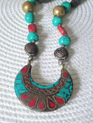 Collar antiguo ètnico tibetano Media Luna Turques