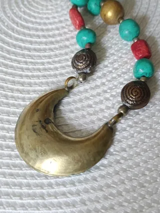 Collar antiguo ètnico tibetano Media Luna Turques