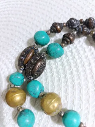 Collar antiguo ètnico tibetano Media Luna Turques