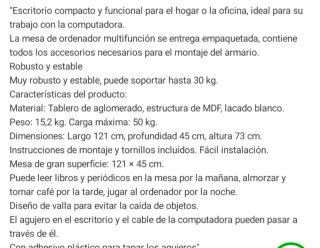 Escritorio Blanco y Madera Nuevo en Caja