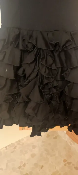 Traje Flamenca Negro Volantes Popelín elástico