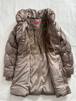 Abrigo René Derhy Beige Metalizado Acolchado