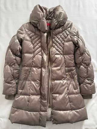 Abrigo René Derhy Beige Metalizado Acolchado