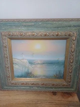 2 Cuadros Óleo Paisaje Marítimo 38.5x34.5cm