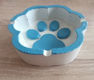 Cenicero Huella Perro Cemento Azul