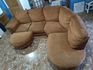Sofá chaise longue marrón tela
