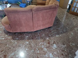 Sofá chaise longue marrón tela