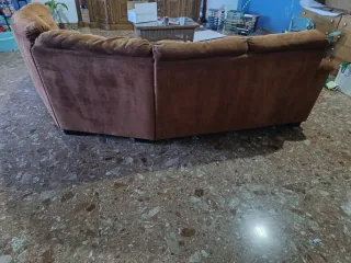 Sofá chaise longue marrón tela