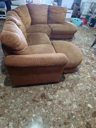 Sofá chaise longue marrón tela