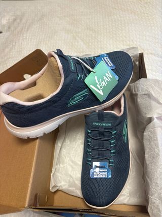 Deportivas Skechers Mujer Memory Foam Azul/Rosa