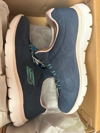 Deportivas Skechers Mujer Memory Foam Azul/Rosa