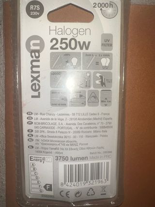 Bombilla Halógena Lexman 250W R7S 230V