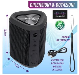 Cassa Bluetooth Portatile Kynobe M12 Nera