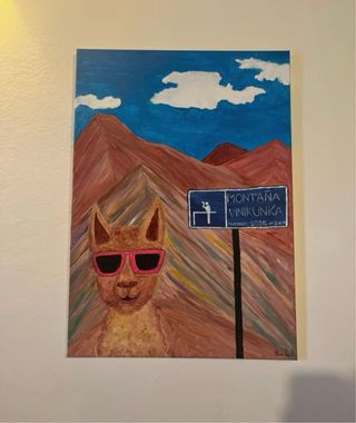 Quadro Montagna Arcobaleno Llama Occhiali