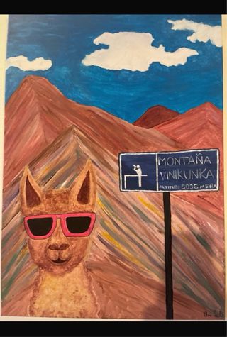 Quadro Montagna Arcobaleno Llama Occhiali