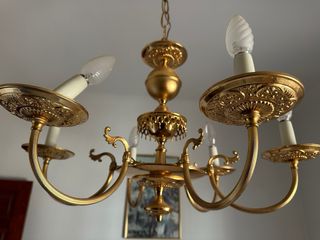 Lámpara de techo latón dorado 6 brazos