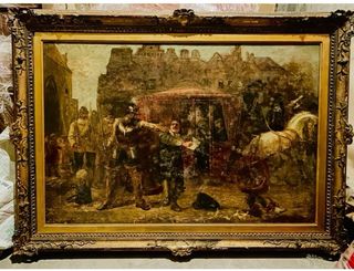 Quadro antico olio su tela con cornice originale