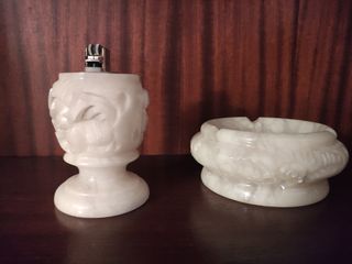 Cenicero y portamachero de mármol