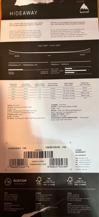 Tabla Snowboard Burton con Fijaciones