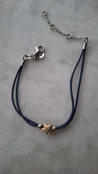 Bracciale cordino blu con stella oro