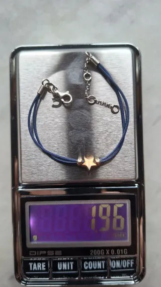 Bracciale cordino blu con stella oro