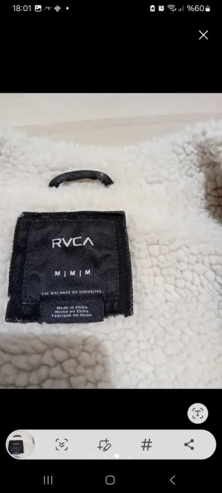 Cazadora Vaquera RVCA Negra Borrego Talla M