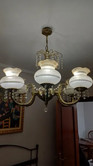 Lámpara Vintage Cristal y Metal Dorado