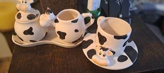 Juego café con leche vaca