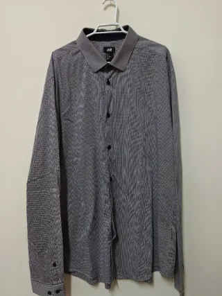 Camisa H&M cuadros azul y gris