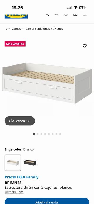 Cama nido IKEA BRIMNES blanca con 2 coñchones