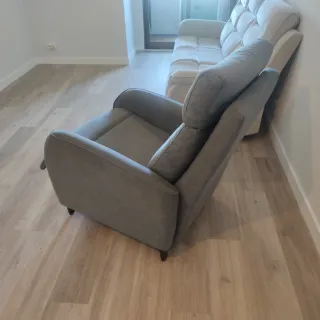Sillón reclinable tela gris