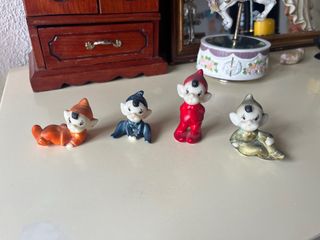 4 Figuras Elfos Pixies Cerámica Vintage