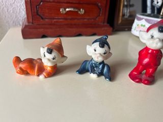 4 Figuras Elfos Pixies Cerámica Vintage