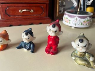 4 Figuras Elfos Pixies Cerámica Vintage