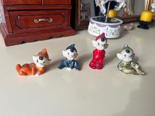 4 Figuras Elfos Pixies Cerámica Vintage