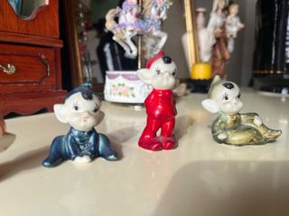 4 Figuras Elfos Pixies Cerámica Vintage