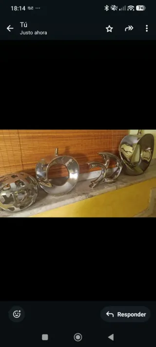 Decoración moderna metal plateado