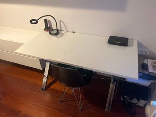 Mesa estudio blanca alto brillo