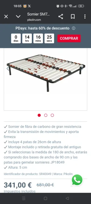 Somier Pikolin 150x190cm