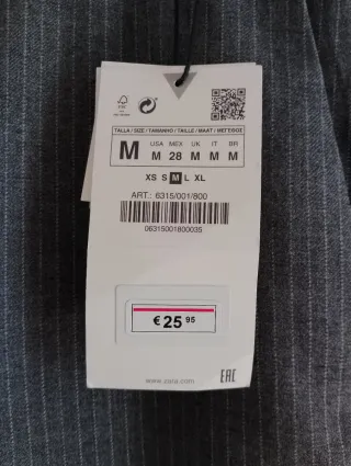 Pantalón Raya Diplomática Zara Mujer Gris