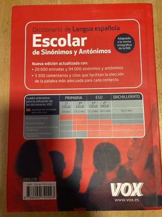Diccionario Escolar de Sinónimos y Antónimos