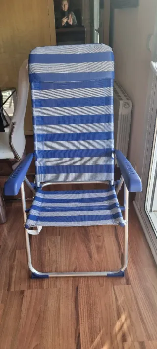 Silla plegable exterior rayas azules